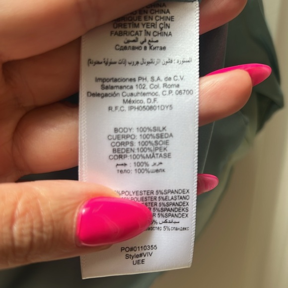 Gorgeous blue color block 100% silk dress. BEBE size XS - Picture 7 of 8